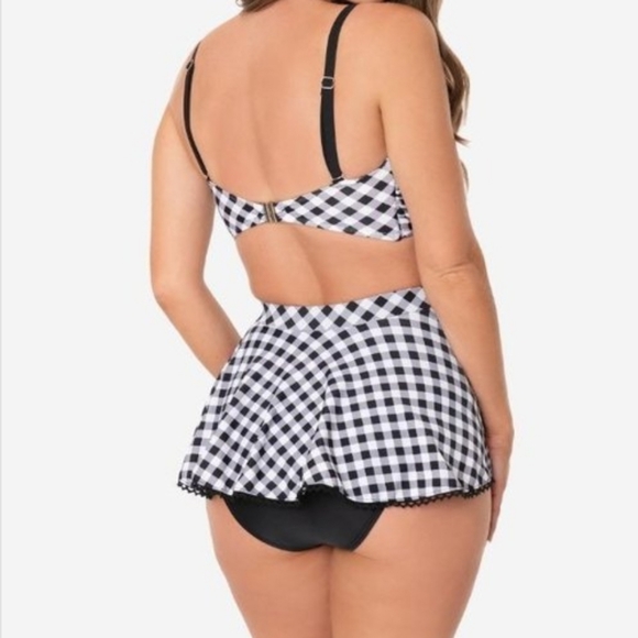 Black & White Gingham Bow Bikini Top - Picture 2 of 4